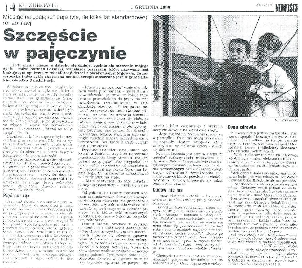 Artykuł prasowy o terapii PAJĄK